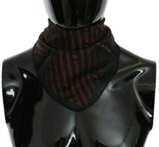 CoSTUME NATIONAL C'N'C Scarf Black Orange 100 Silk Branded 60x65cm RRP 200