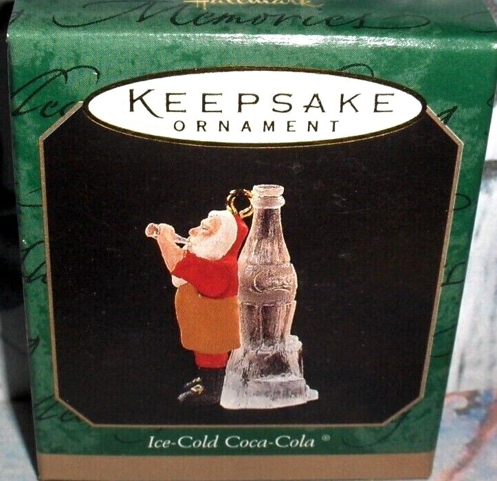 1997 Coca-Cola Mini Santa & Ice Sculptor Bottle Hallmark Ornament