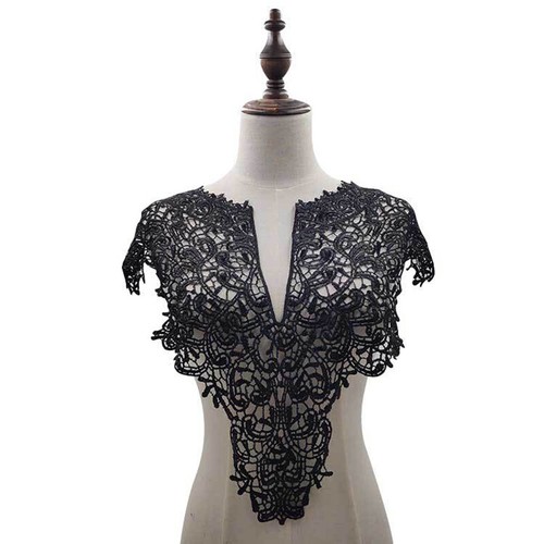 Lace Fake Collar Embroidered Corsage Hollow Design Big Flowers Detachable ↷ - Picture 8 of 15