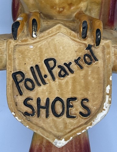 VINTAGE POLL PARROT SHOES Advertising Store Sign Plaster Parrot - Picture 4 of 16