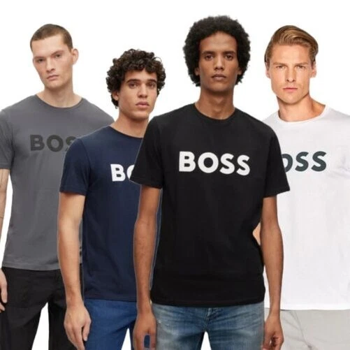 Hugo Boss Men s T Shirt BOSS Logo Print Short Sleeve Casual