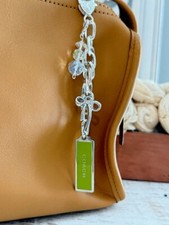 Repurposed Vintage Coach hang tag bag charm/ key chain fob