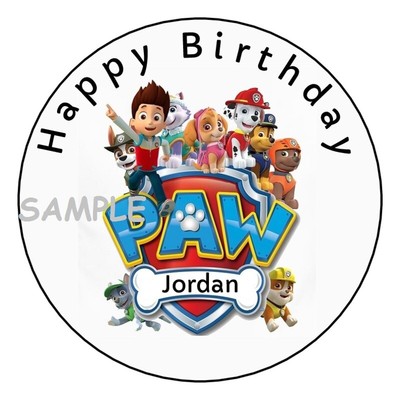 9 Paw Patrol Inspired Badge Stickers Party Supplies Decorations