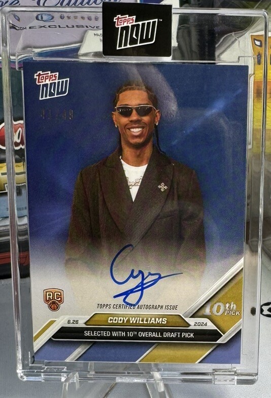 CODY WILLIAMS RC SP 2024 Topps Now Gold Auto #/49 ROOKIE 10th Pick Utah Jazz