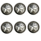 Set of 6 Western Horse Saddle Tack Antique Rope Edge Star Conchos screw back