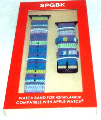NEU SPGBK The Scarlet Apple blau Canvas gestreift Apple Watch Armband, 42mm 44mm