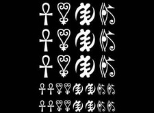 Adinkra Egyptian Symbols 28 pcs White Fused Glass Decals