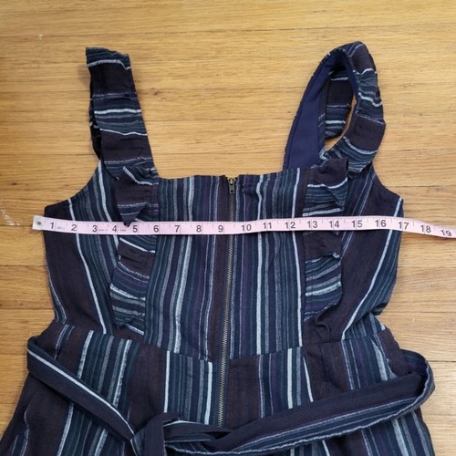 First Monday Anthropologie Striped Smocked Crop Jumpsuit Size Small - Picture 11 of 12
