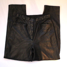 Vintage Petite Sophisticate Genuine Black Leather Pants - Women's Size 8, 28" IS