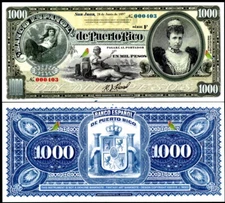 BEAUTIFUL PUERTO RICO 1000 PESO ARTIST-SIGNED FANTASY ART CONCEPT NOTE- REED BN!