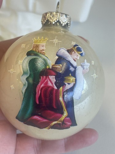 Vintage Glass Ornaments Set Three Wise Men Sparkling Creations Nativity Decor - Picture 9 of 11