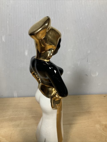 "Figura nubia dorada dorada MCM Genie Blackamoor mujer estatua 8""" - Imagen 7 de 15