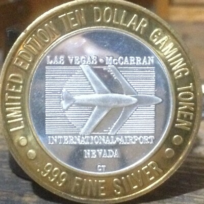 Las Vegas McCarran Slots Limited Edition $10 Gaming Token .6 OZ