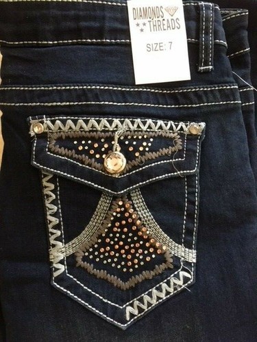 Diamonds and Threads Bling Flap Slim Boot Stretch Jeans Sizes 7, 9, 11 NEW $54 - Picture 9 of 11