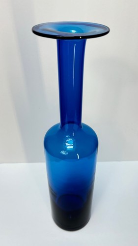 HOLMEGAARD Gulvase Otto Brauer Blue Art Glass Vase 16-3/4” ~ Danish Modern - Picture 3 of 12