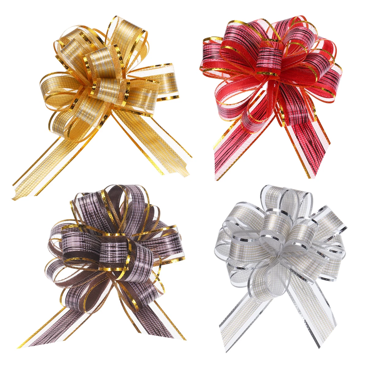 20pcs 5 Inch Large Pull Bow Big Gift Wrapping Bows Ribbon Gold for Wedding