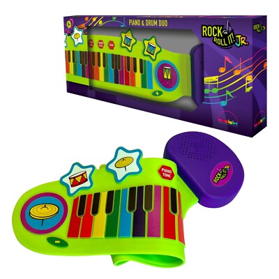 Jr Piano And Drum Duo - Portable Flexible Piano & Drum Pad Toy For Ages 3+ Kids