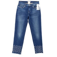 L  AGENCE Jeans Studded Frayed Raw Hem Straight Jeans Size 25 Cropped NWT NEW