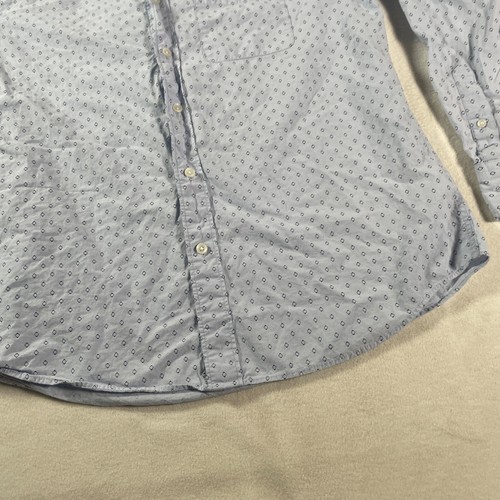 Camicia American Eagle uomo grande blu bottoni diamante stampa all over chiesa ufficio - Foto 9 di 15