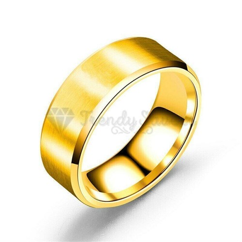 18K Gold Plated Titanium Steel Wedding Engagement Ring Band Unisex Fit Size 6-13 - Picture 45 of 120