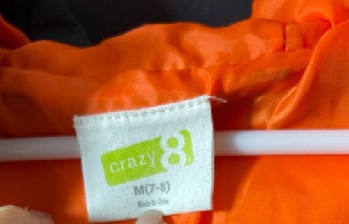 Crazy 8 Puff Jacket Boys M7-8 Gray Outer Orange Liner - Picture 2 of 8