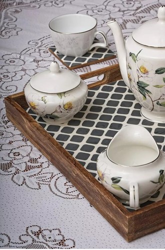 Set Serviertablett und passende Untersetzer - 40x30cm, Penguin Home® - Bild 6 von 7