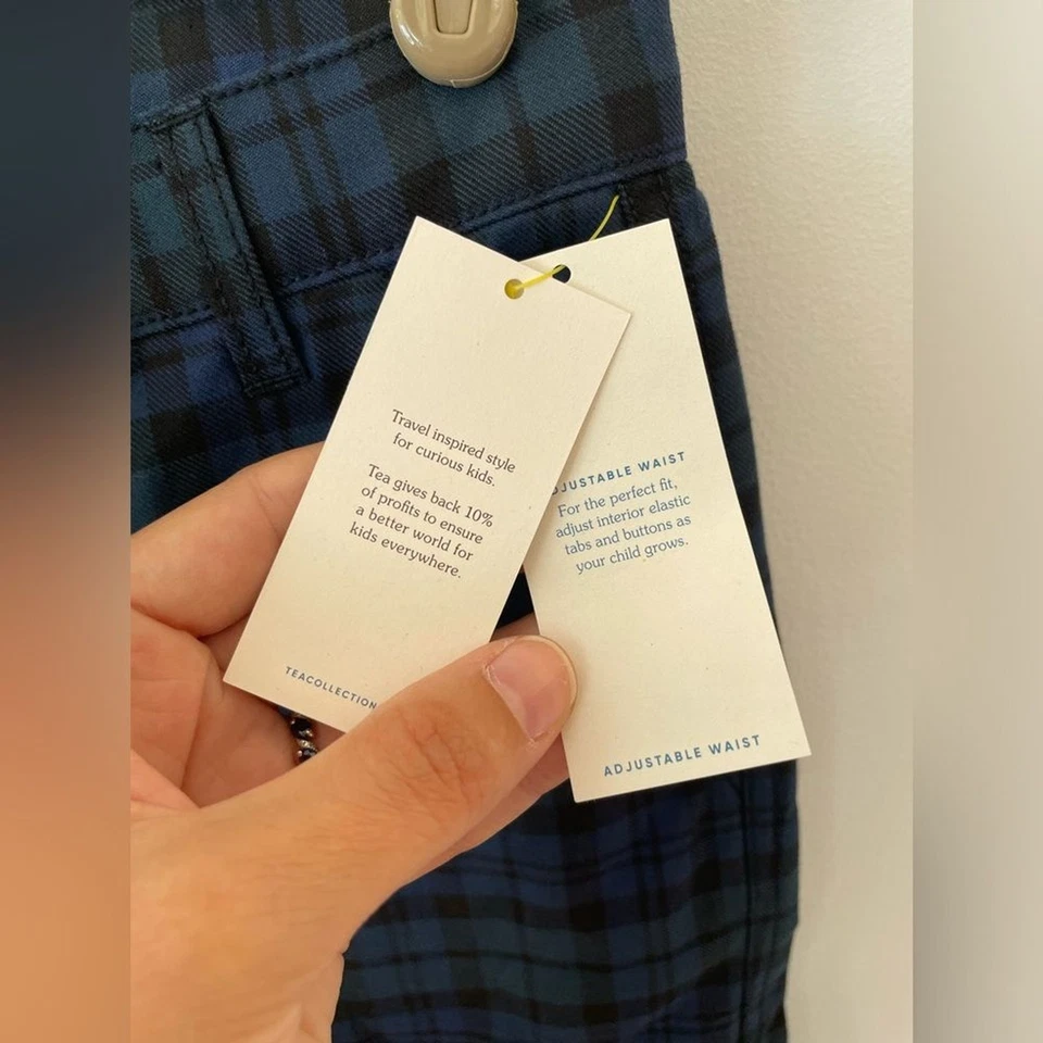 Chino a cuadros negro, verde y azul Boys Tea Collection. Nuevo con etiquetas talla 8 Foto 4 de 4