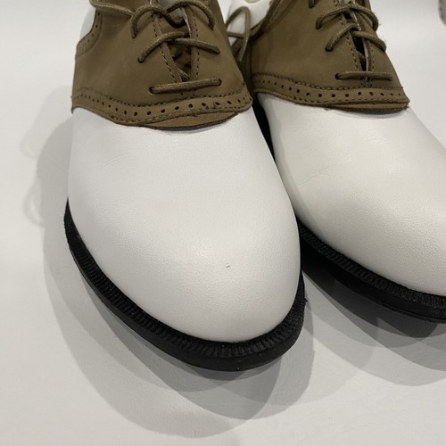 Vintage Reebok White Saddle Leather Golf Shoes Metal Spikes Women's Size 6 1/2 M - Picture 4 of 10