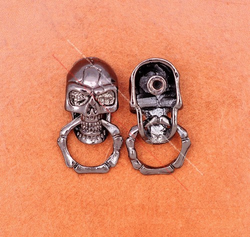 10X Anillo Calavera Negro Motociclista Punk Cartera Billetera Cadena Cuero Conector Concho - Imagen 8 de 51