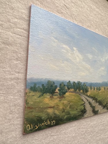 Original Ölgemälde Landschaft Landschaft Gemälde Bäume Straße Kunst 10x8 - Bild 2 von 7