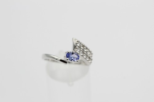 1,3 Carati Tanzanite Dall'Africa Topazio Bianco Anello 925 Argento Gröpße 9 60 - Foto 2 di 9
