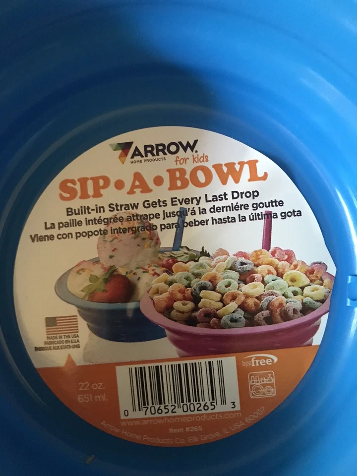 ARROW SIP-A-BOWL, SET OF 4, BUILT IN STRAW, 22 OZ, MADE IN USA, BPA FREE, NWT - Image 2 of 4
