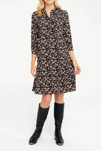 LINEA TESINI Damen Designer-Druckkleid, schwarz-bunt - Picture 3 of 4