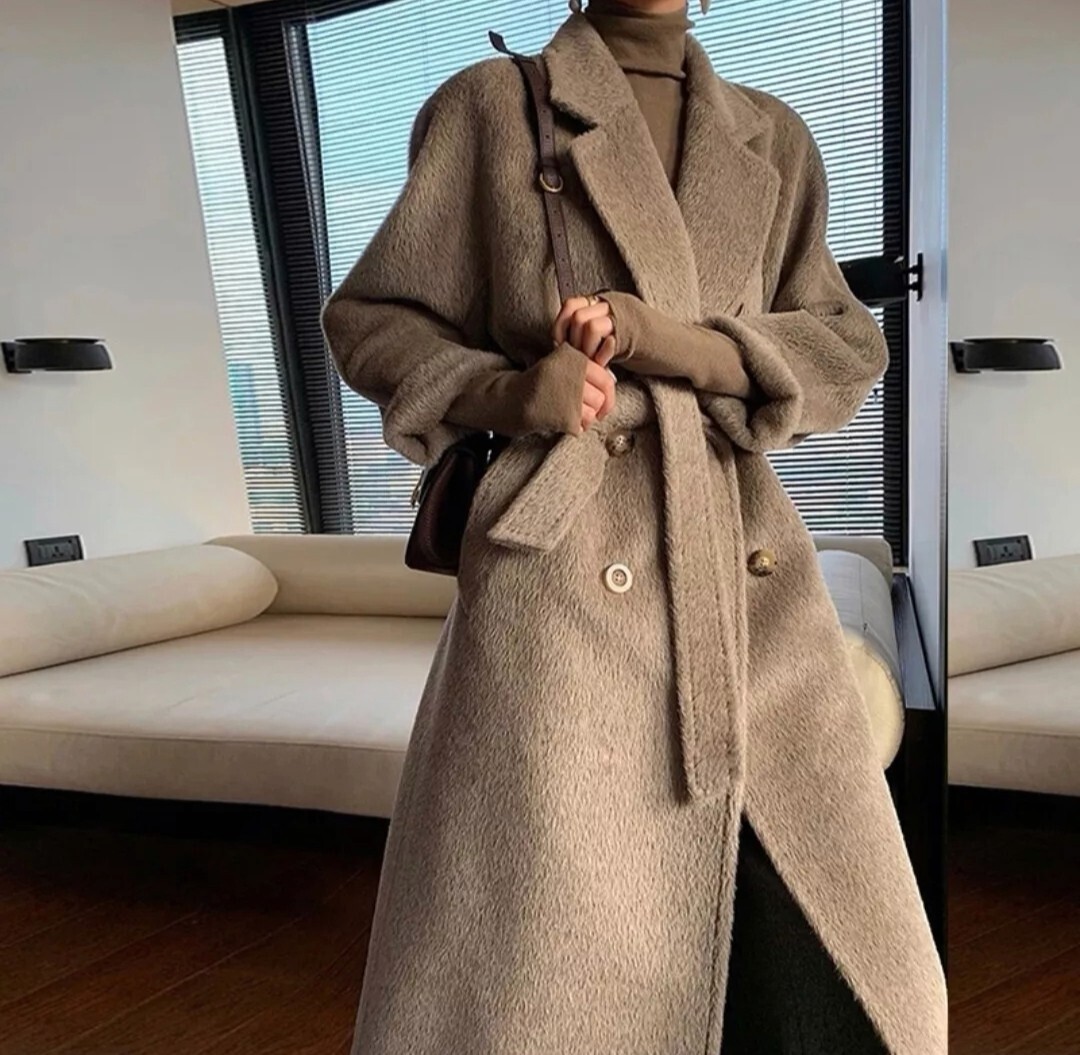 Handmade Luxury Alpaca Wool Blend With Mulberry Silk Long Coat image 4