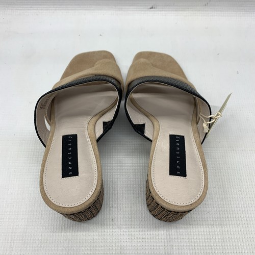 Sanctuary Women's Leather Cafe and Black Brisk Heeled Sandals Size 5.5 Slip-on - Picture 6 of 13