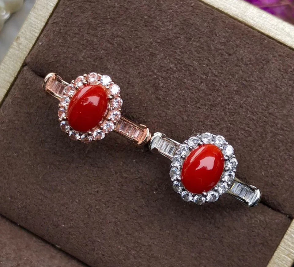 Anillo solitario de compromiso natural australiano de plata 925 hecho a mano para mujer Foto 3 de 4