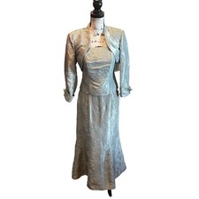 J.R. Nites Caliendo 3pc Skirt Suit Set Blue Gray Size 6 NWT Women s Vintage
