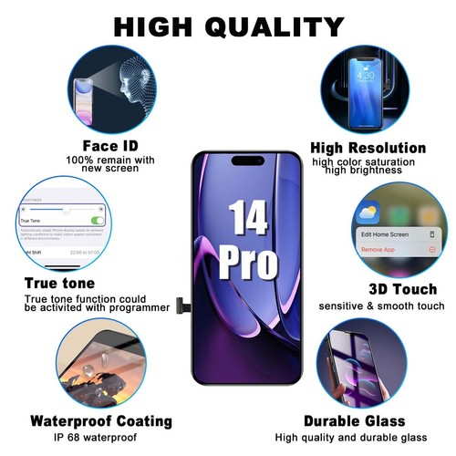 Kit Ecran pour iPhone 14 Pro Retina Full HD Ecran LCD OLED 3D Tactile - Photo 5/7