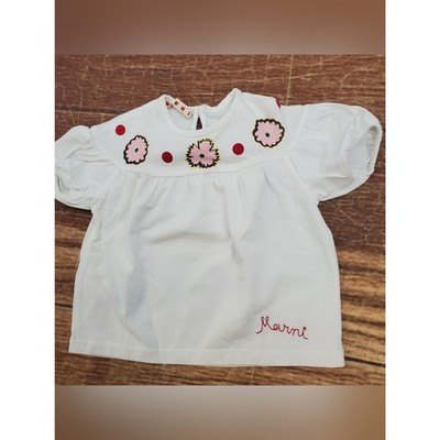 Marni Kids White Floral Puff Sleeve Blouse sz  12M