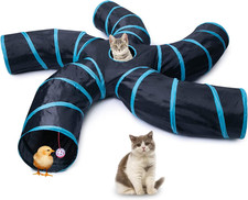 EGETOTA Cat Tunnel for Indoor Cats Large, with Play Ball S-Shape 5 Way Collapsib