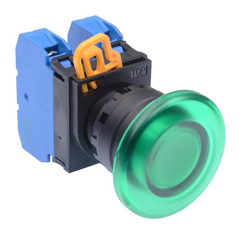 IDEC Green 22mm Mushroom Momentary Push Button Switch 2NO IP65 YW1L-M4E20Q0G