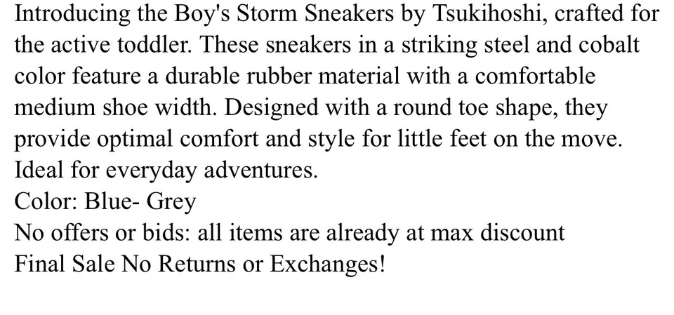 Zapatillas deportivas Tsukihoshi Storm para niño azules-grises talla 8 nuevas Foto 3 de 4