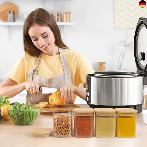 VORHOT 8x 500ml Vorratsdosen Glas Set, Gewürzgläser Eckig Holzdeckel, V - Bild 7 von 7