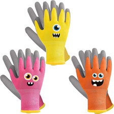 3 Pairs Kids Gardening Gloves Children Yard Work Gloves