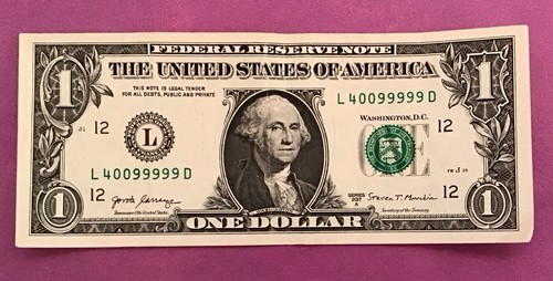 2017A FANCY SERIAL NUMBER L 40099999 D FIVE OF A KIND & A PAIR