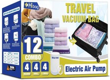 Travel Vacuum Bags with Electric Pump - 12 Pack for Ultimate Luggage Efficiency