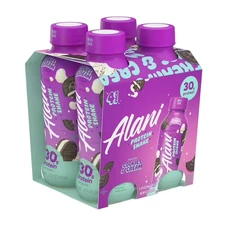 Alani Nu Protein Shake, Cookies & Cream, 12 fl oz, 4 Pack, Bottles, 30g Protein,