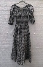 New Doen Ischia Dress In Noir Greta Gingham Size XS