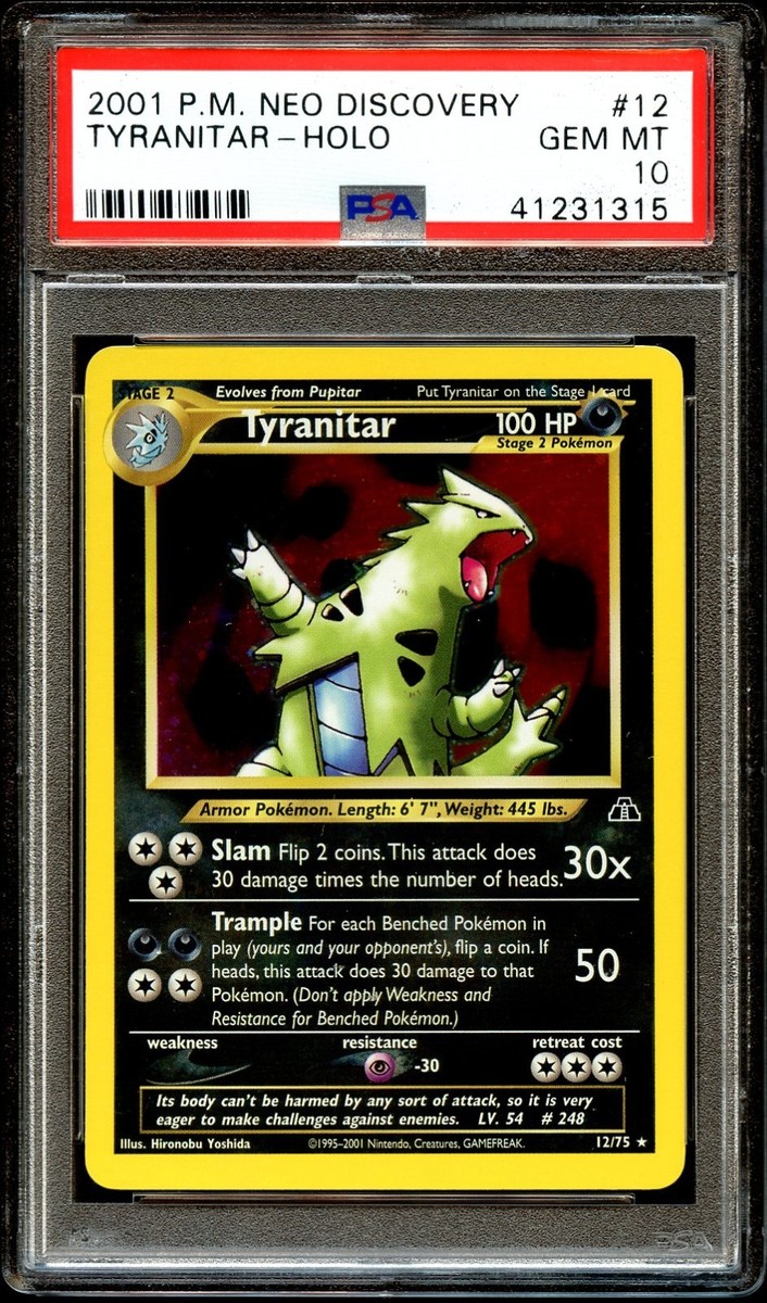 PSA 10 GEM MINT Tyranitar 12/75 HOLO Neo Discovery RARE Pokemon