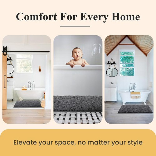 Plush Shaggy Chenille Bath Mat | Extra Soft, Super Absorbent, Non-Slip - Bild 4 von 6
